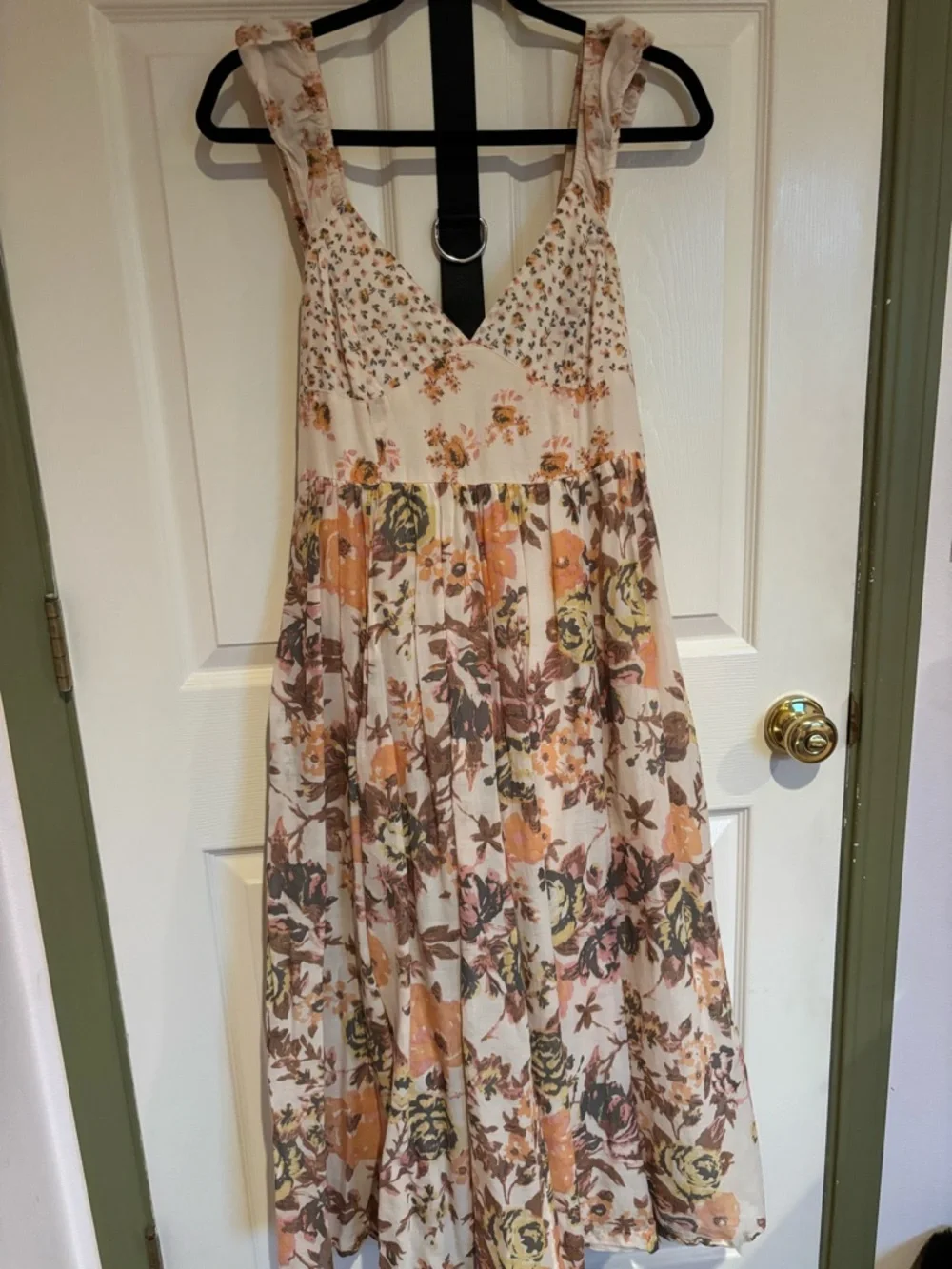 Free People Cream Maxi Dress with Orange, Brown and Yellow Floral Print - Picture 16 of 16